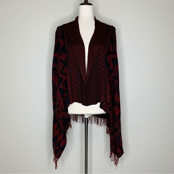 Active Designed in Los Angeles Geometric Knit Fringe Open Front Cardigan - Picture 2 of 14